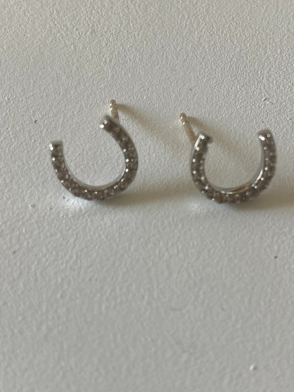 Gump's White Sapphire Horseshoe Earrings